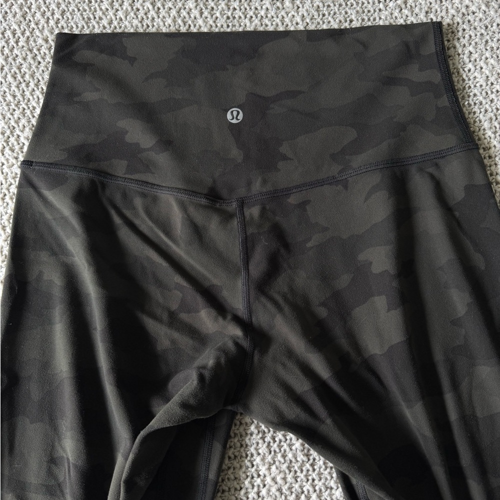 lululemon align dark olive green and black camo leggings size 8